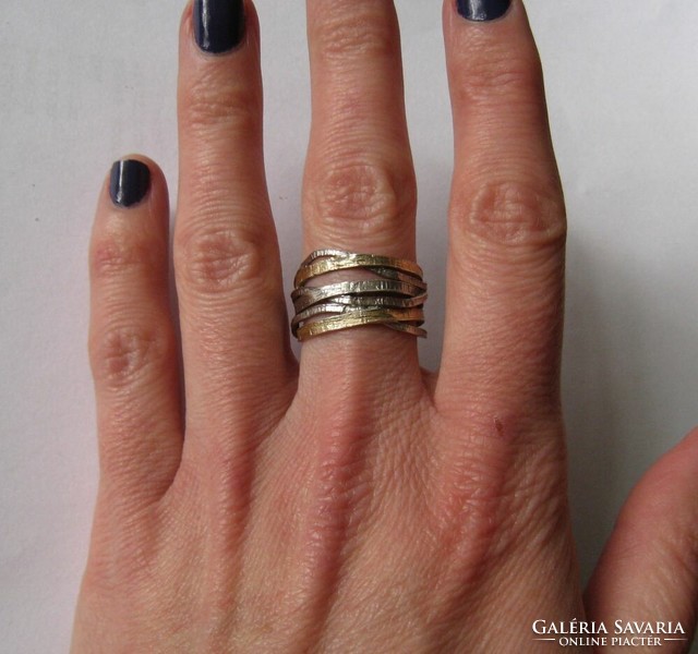 Bicolor design ezüst gyűrű, arany-ezüst színű