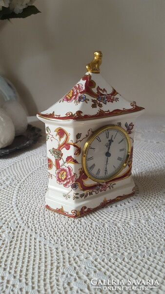 Csodaszép,angol Mason's Mandalay Red porcelán kandallóóra,asztali óra