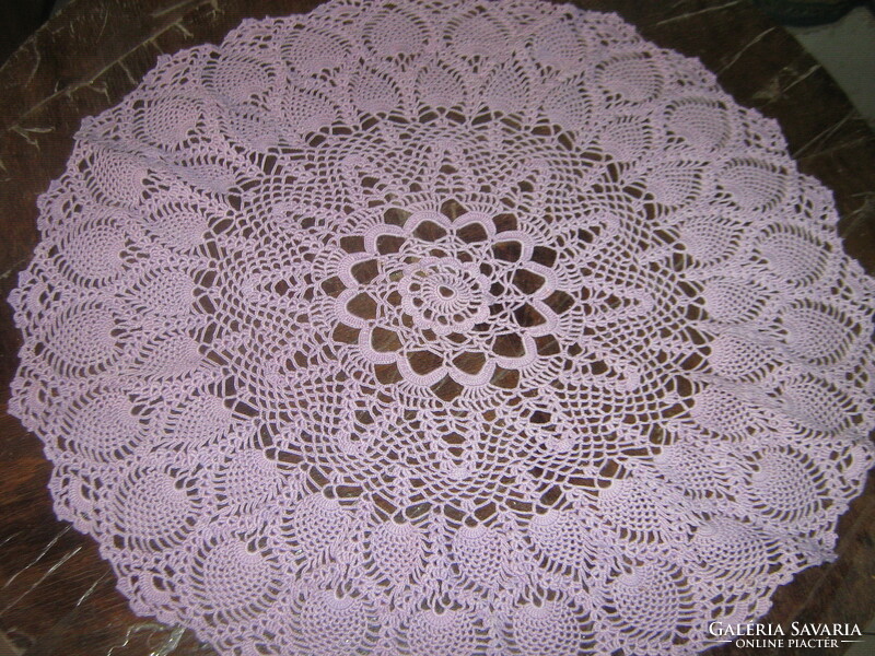 Beautiful hand crocheted lilac purple round tablecloth