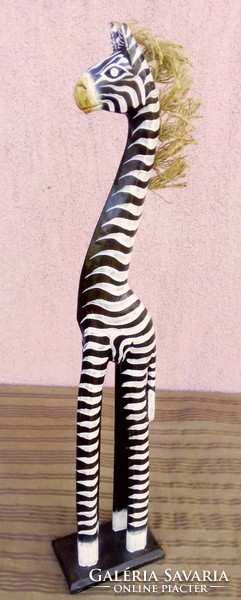 Maned zebra handmade wood sculpture from Indonesia. Exotic decoration