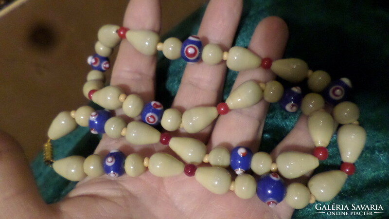54 cm, retro necklace made of handmade glass beads.