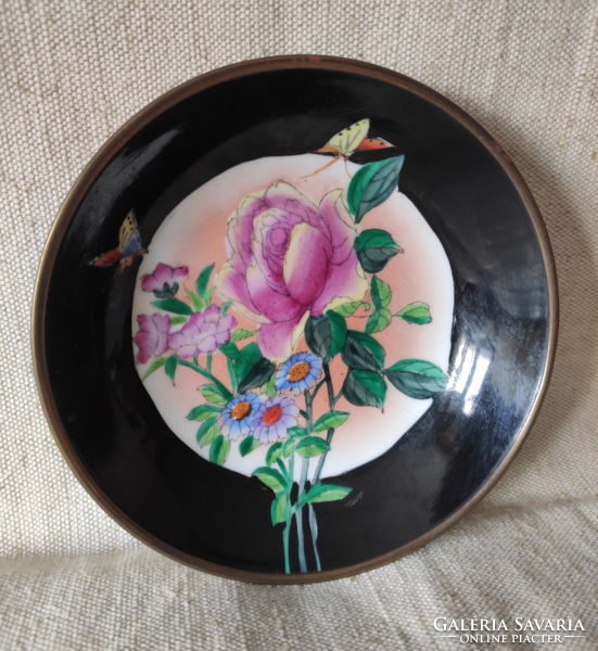 Lush floral rosy richly gilded Chinese porcelain wall bowl from the legacy of photographer g.Maxi