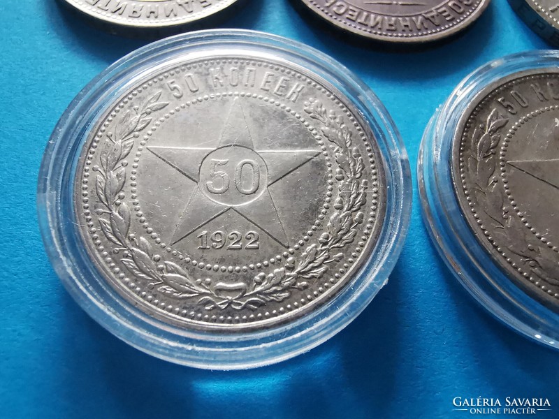 5db Orosz Szovjet ezüst érme LOT! Benne az 1921-es 50 kopek!!!
