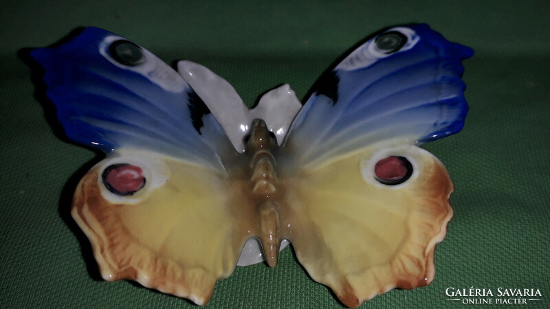 Gyönyörű antik ENS VOLKSTEDT porcelán lepke kék pillangó 10X7 cm a képek szerint