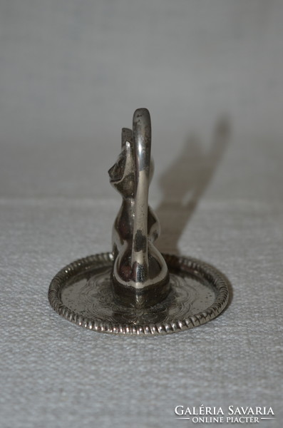 Silver-plated metal ring holder / jewelry holder cat
