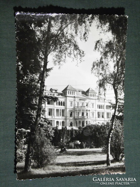 Postcard, Balaton spa, heart sanatorium, hospital skyline, park detail