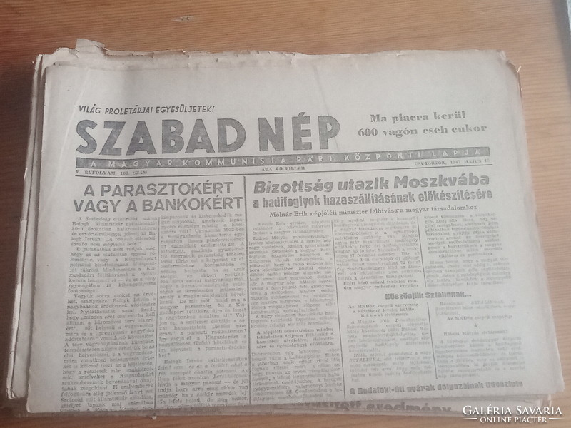 Szabad Nép 1948. május 15 hagyatékból 4000ft óbuda Szabad Nép 1948. május 15 használt, a képeken lát