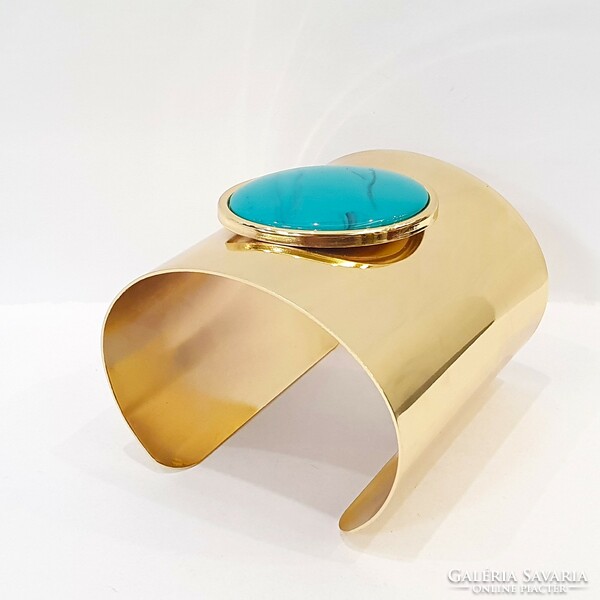 Napier marked wide gold/turquoise bracelet
