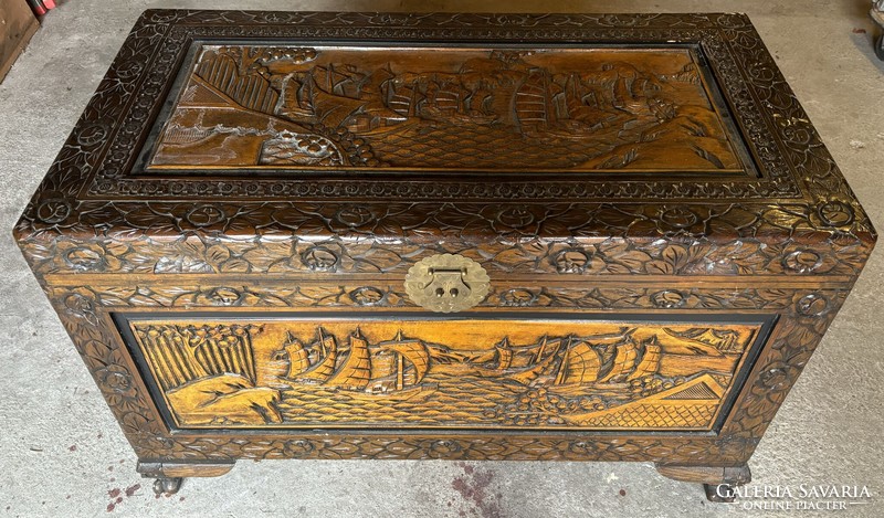 Carved camphor chest