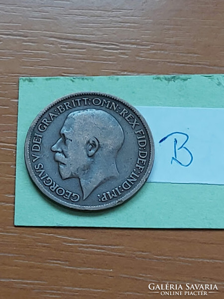 English England 1/2 half penny 1917 bronze, v. King George #b