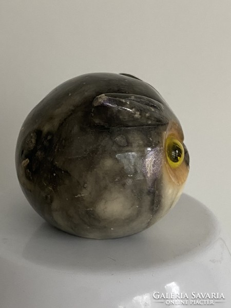 Bagoly-gyűjteményből  régi bagoly figurás kőből faragott dísz dekoráció 3,5 cm130 gramm