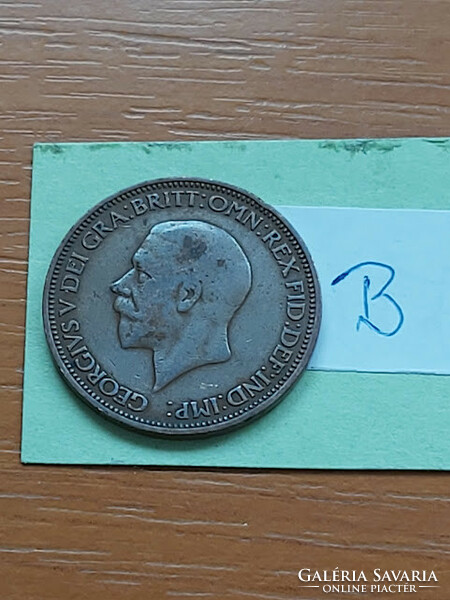 English England 1/2 half penny 1929 bronze, v. King George #b