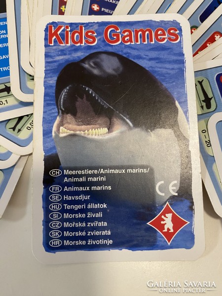 Tengeri állatok kártyajáték (kb. 1996) 32 db-os szett, hibátlan