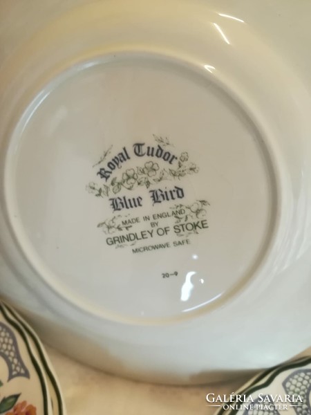 Royal tudor blue bird English faience small plate