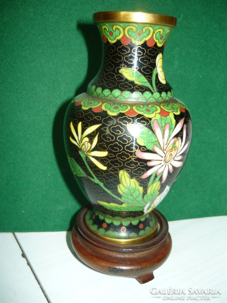 Old fire enamel copper vase