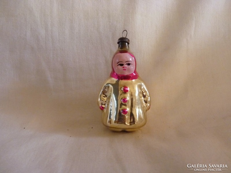 Old bottle of Christmas tree decoration - a child in a 