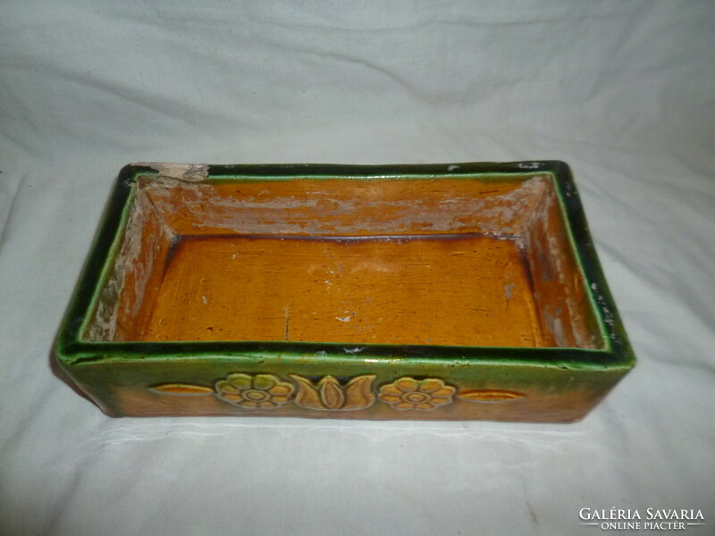 Antique folk pattern glazed earthenware ceramic evaporator 26.5cm