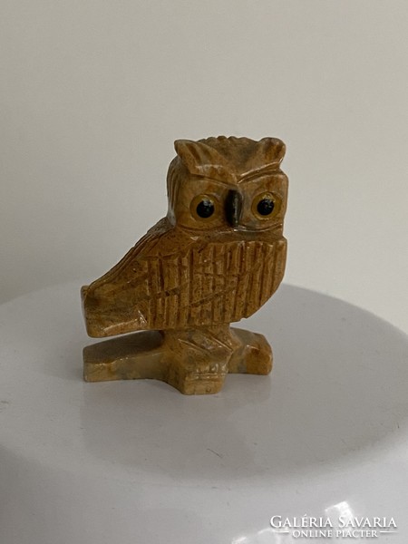 From the owl collection, an old owl figure carved stone ornament decoration 3.5 cm