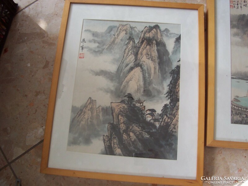 3 Chinese pictures in a frame