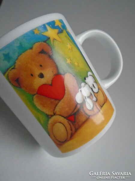 New, thick village teddy bear cup.