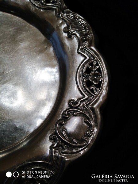 Antique silver (833) Portuguese three-legged rococo serving bowl (83 gr.)