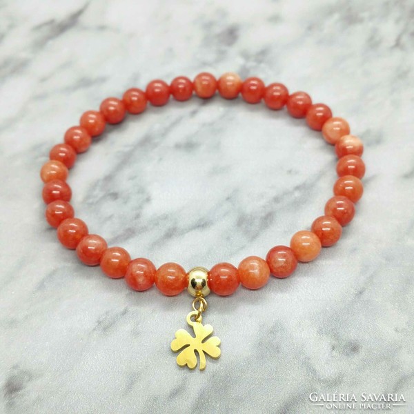 Coral mineral bracelet with stainless steel spacer