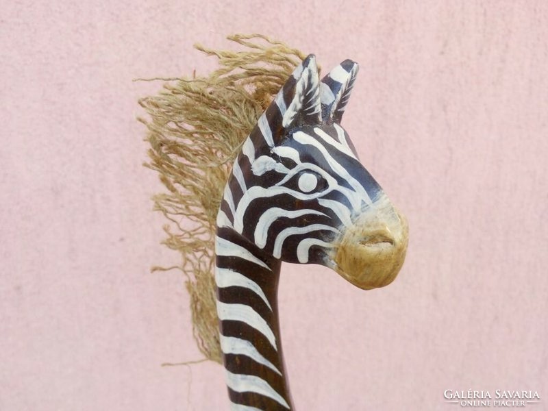 Maned zebra handmade wood sculpture from Indonesia. Exotic decoration