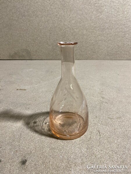 Üveg dekanter, kiöntő, 18 x 8 cm-es, rózsaszin, 3064