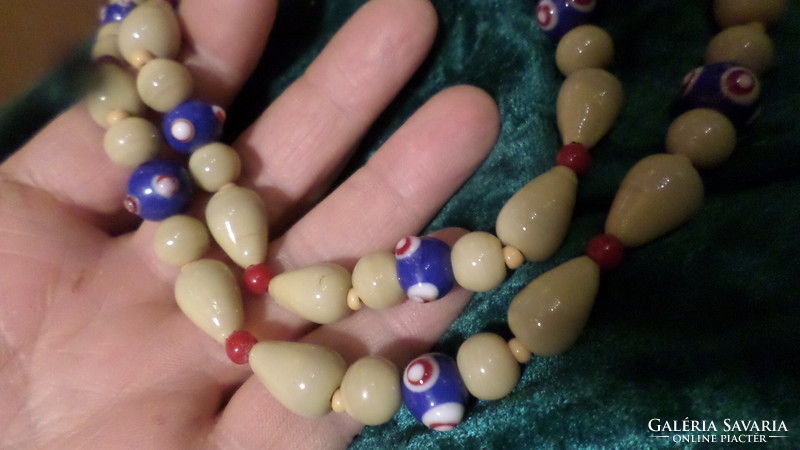 54 cm, retro necklace made of handmade glass beads.
