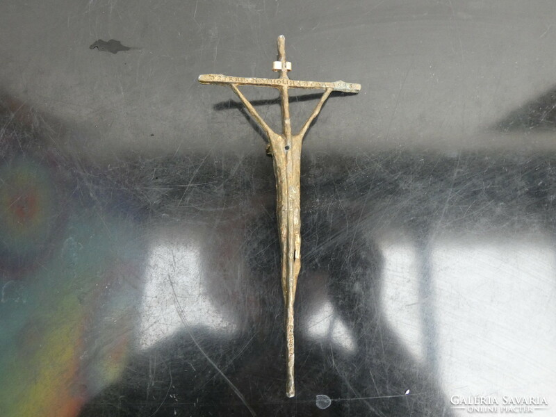 Erwin huber (Austria) bronze cross crucifix Austrian Catholic monument from 1983 e. Huber marked.
