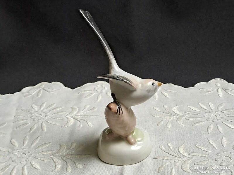 Aquincumi porcelán Őszapó madár tobozon pihenve 15 cm