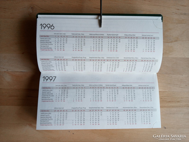 KURIÓZUM :1996 évi naptár határidőnapló = 2024 évi naptár !