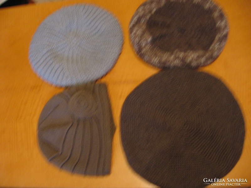 Gray-brown knitted, crocheted hats