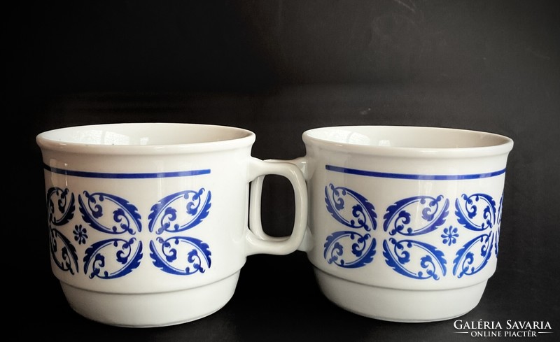 Zsolnay 2 display mugs with blue pattern