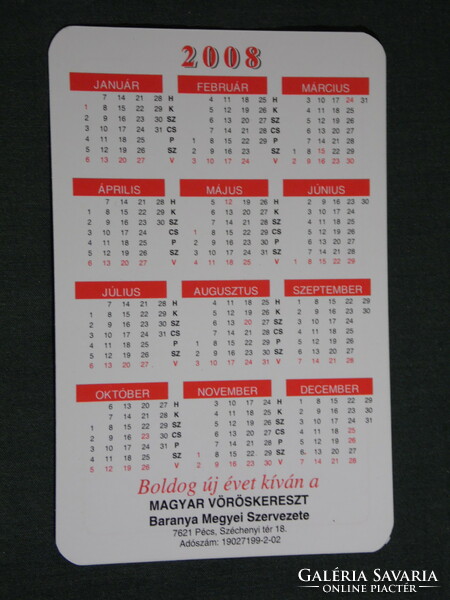 Card calendar, Baranya County Red Cross, Pécs, graphic, humorous, drop of blood, 2008, (6)