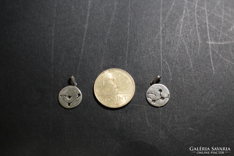 Capricorn and Aquarius silver zodiac sign pendant