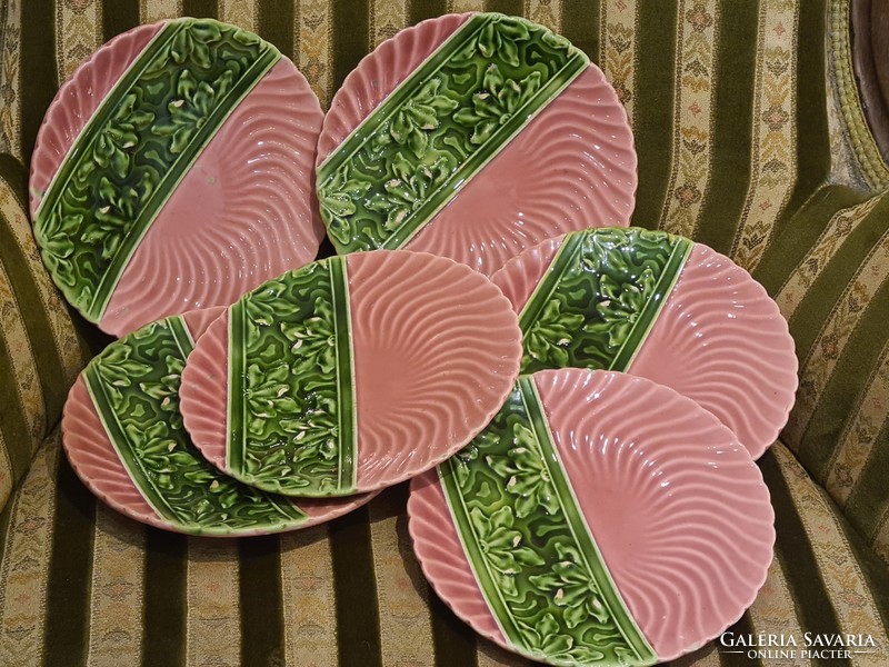 Körmöcbánya antique secession plate set, majolica