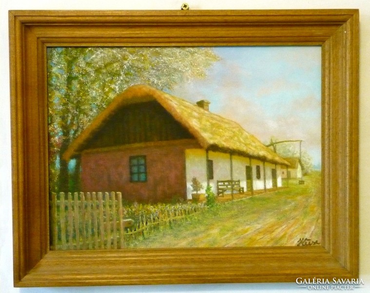 Spring yard * high quality oil painting * hüse j.* Noted.