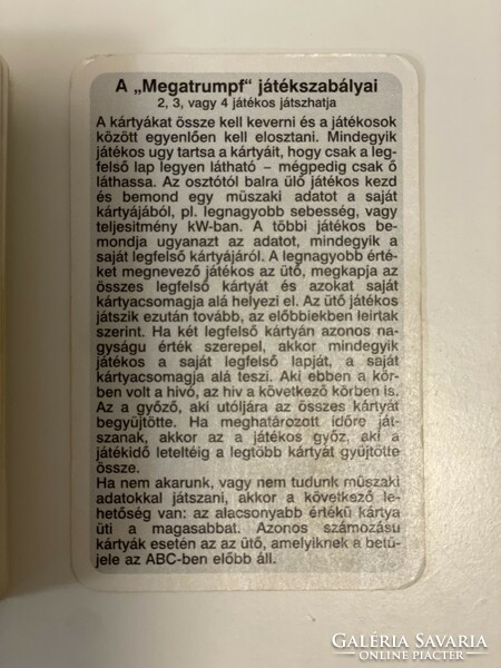 Cabrio autók piatnik technikai gyermekkártya kártya csomag, 32 db lap 1995 hibátlan