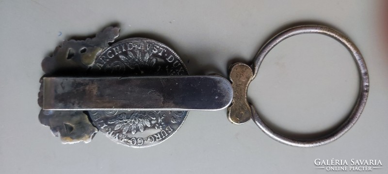 Antik barokk ezüst kulcstartó