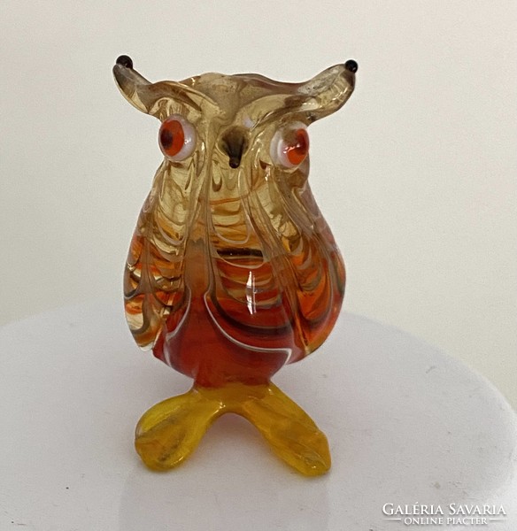 Bagoly-gyűjteményből régi bagoly figurás üveg dísz dekoráció 4 cm