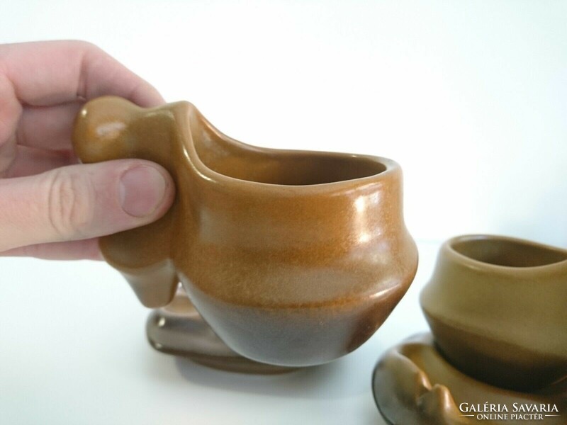 Rare Segesvár ceramic coffee cups (2 pieces), 1970s - mid century modern design