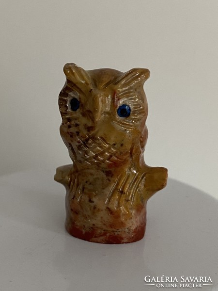 From the owl collection, an old owl figure carved stone ornament decoration 3.5 cm