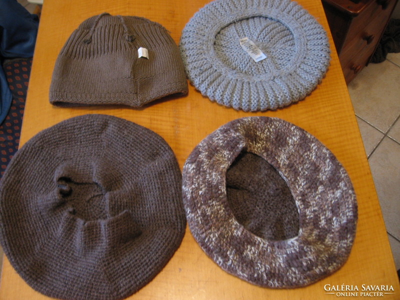 Gray-brown knitted, crocheted hats