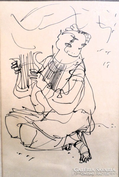 Kálmán Csohány: musician (ink drawing)