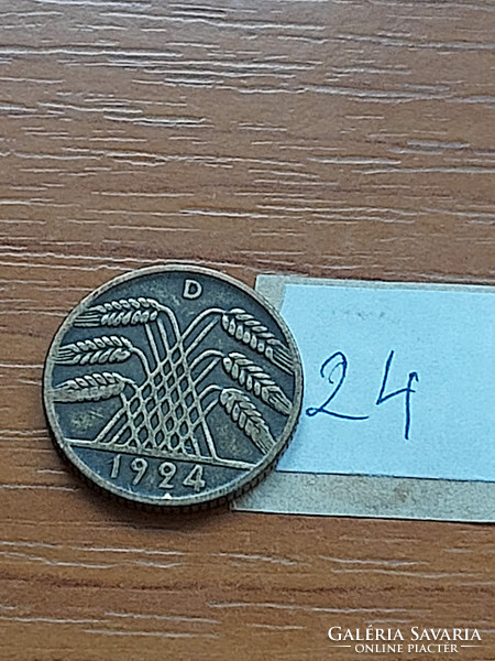 Germany 10 reichspfennig 1924 d Munich, aluminum bronze 24.