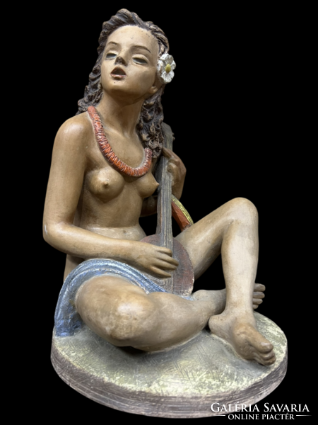 József Gondos (1909-1987) Tahitian girl terracotta statue