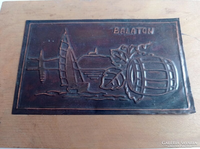 Retro Balaton sailing ship wooden souvenir box