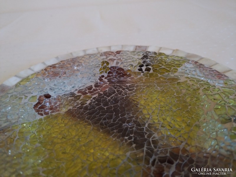 Üvegmozaik tál, gyertyatartó 20,5 cm átmérő