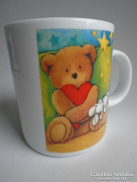 New, thick village teddy bear cup.